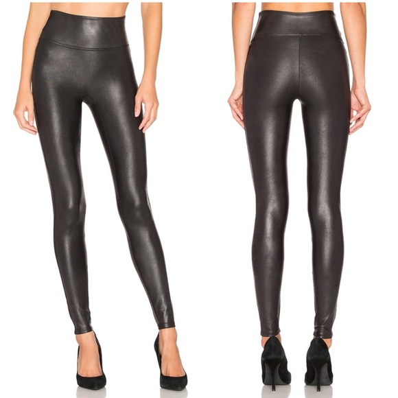 SPANX Pants - SPANX Faux Leather Leggings Sz Large In Black